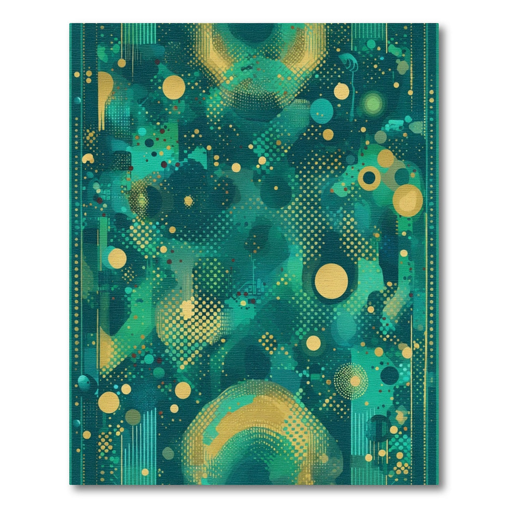 Emerald Gold Abstract Circles Rug