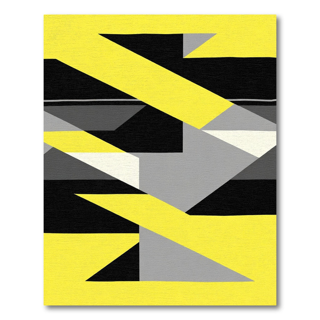 Abstract Yellow Black Slate Geometric Angles Rug