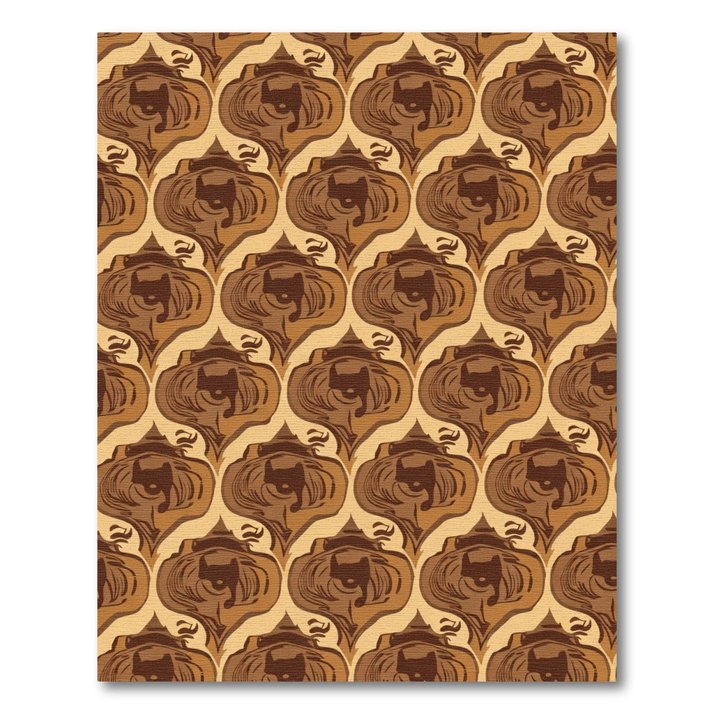 Retro Brown Arabesque Repeating Motif Rug