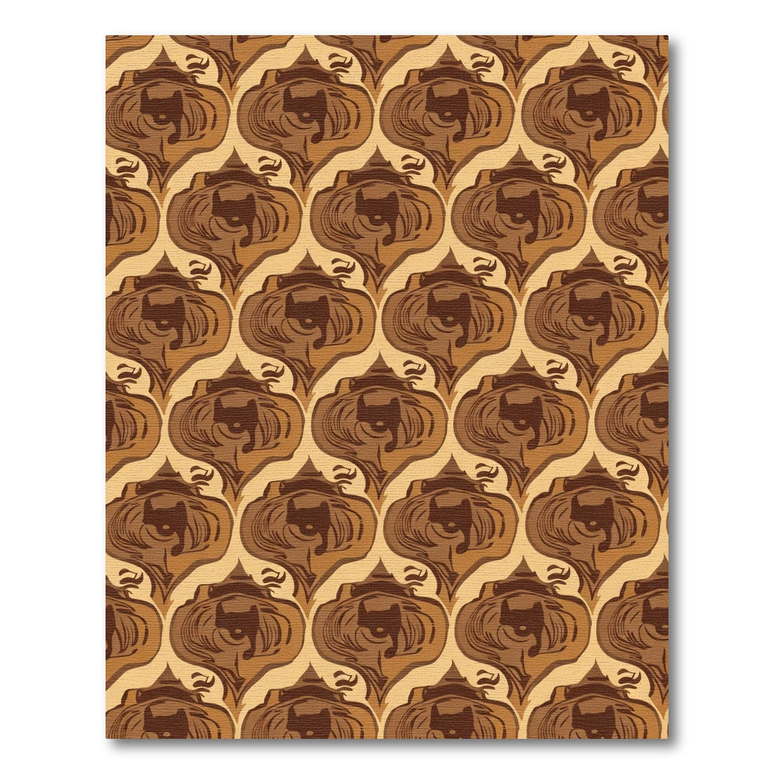 Retro Brown Arabesque Repeating Motif Rug
