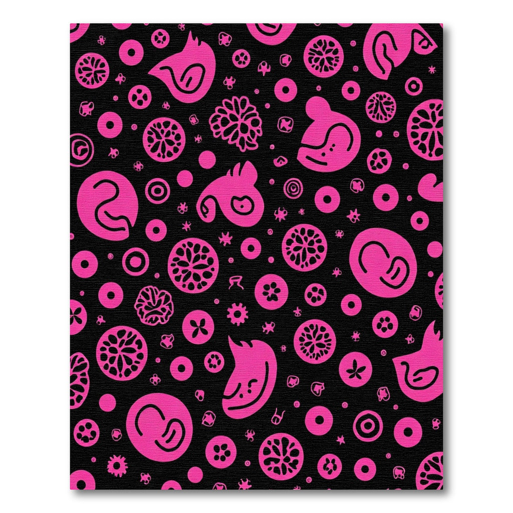 Vibrant Hot Pink Abstract Whimsical Figures Rug