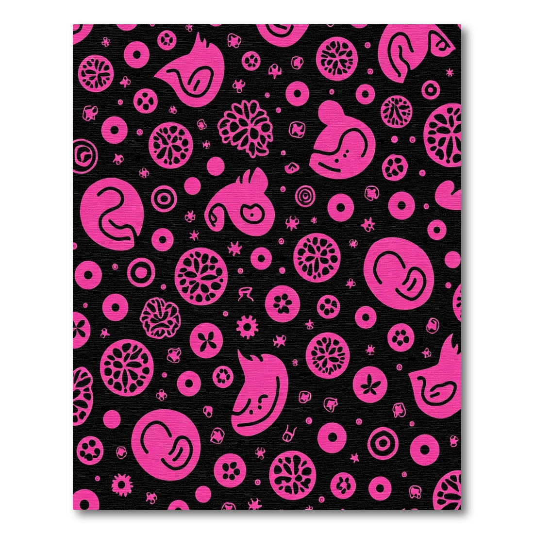 Vibrant Hot Pink Abstract Whimsical Figures Rug