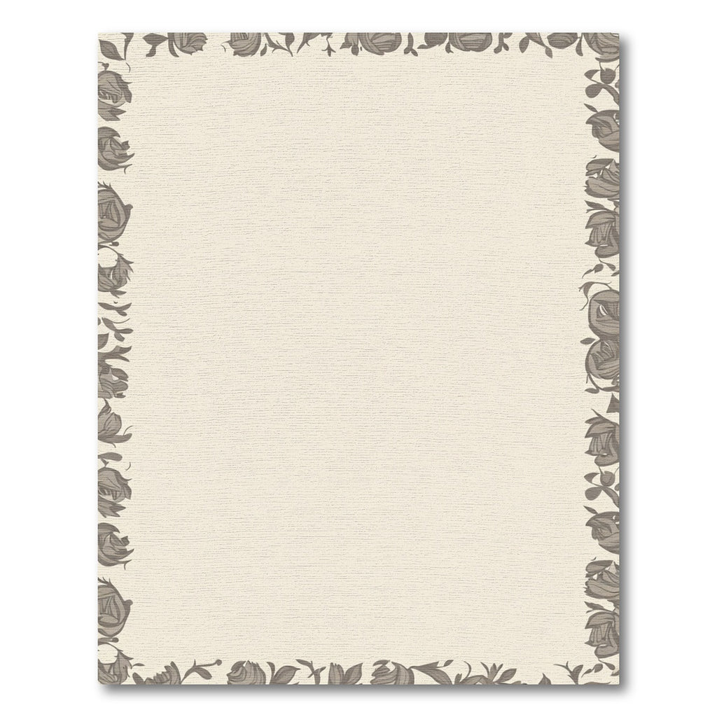 Taupe Floral Border Garden Rug
