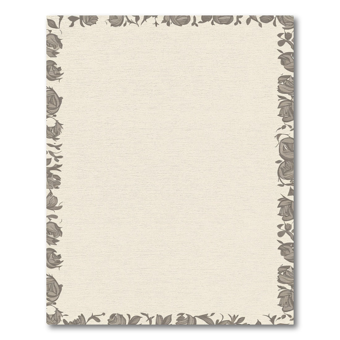 Taupe Floral Border Garden Rug