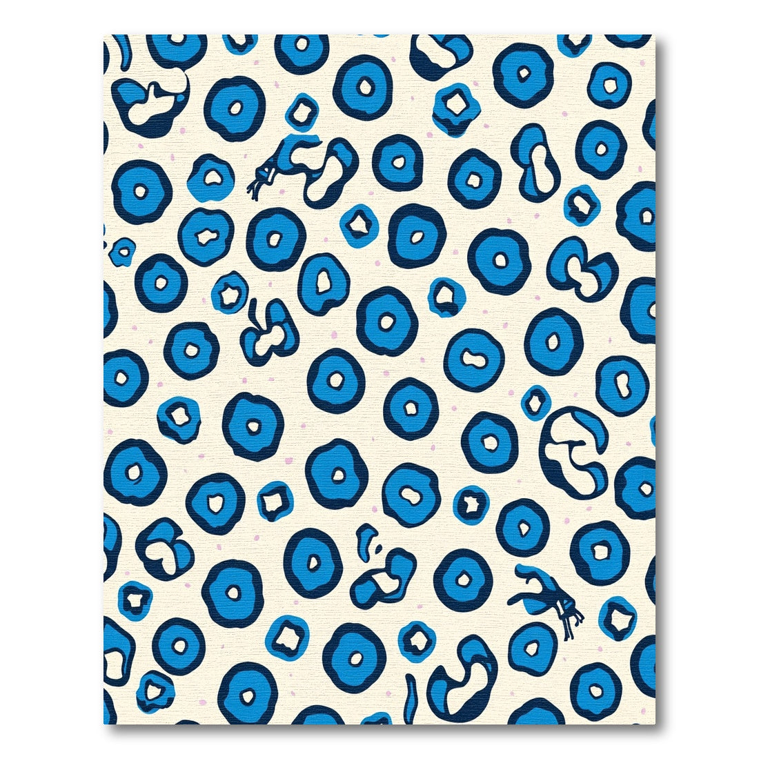 Blue Jagged Circles And Snakes Rug