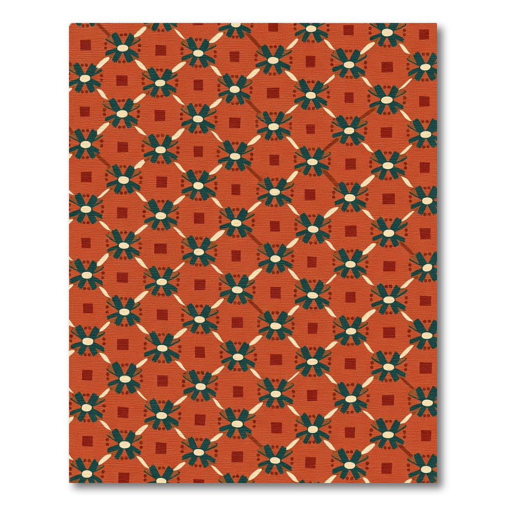 Terracotta Teal Star Lattice Rug