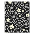 Cream Floral Scrolled Black Rug