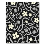 Cream Floral Scrolled Black Rug