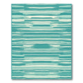 Teal and Cream Striped Organic Wave Rug