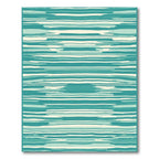Teal and Cream Striped Organic Wave Rug
