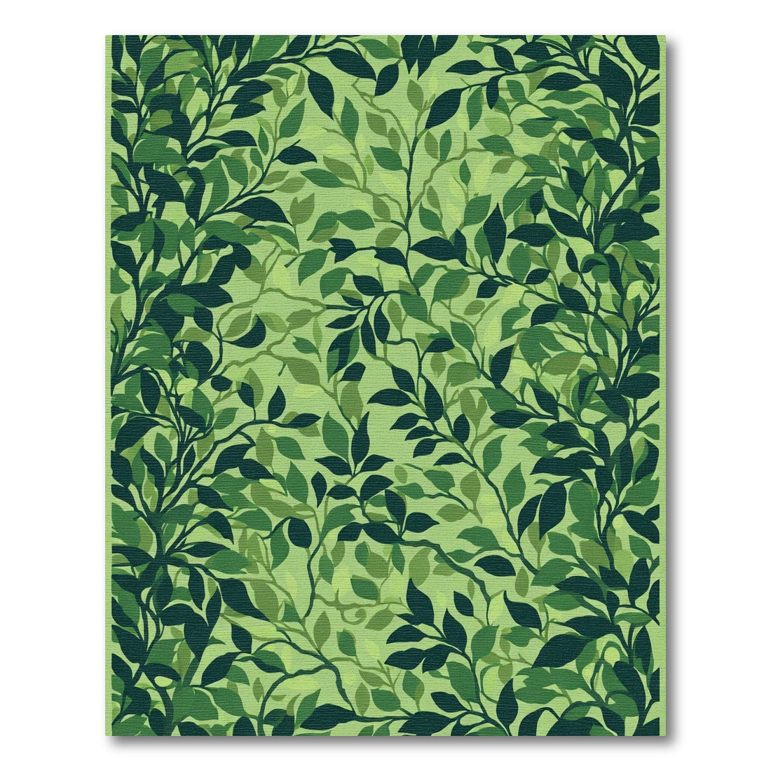 Vibrant Leafy Green Branch Cluster Rug