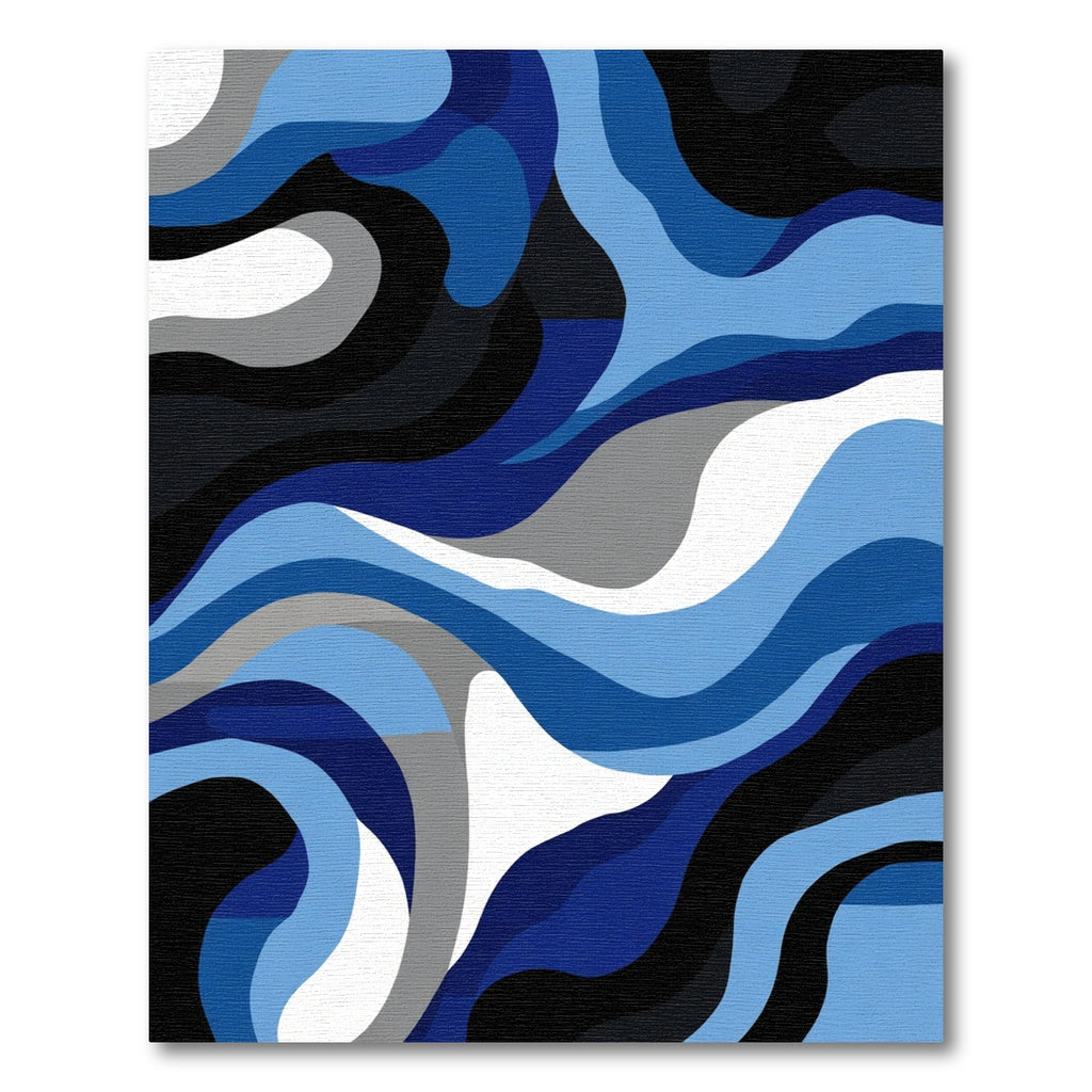 Flowing Waveforms Blues Abstract Rug