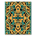 Orange Teal Black Swirling Medallion Rug