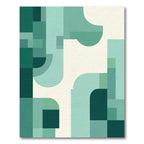 Teal Geometric Rounded Abstract Rug