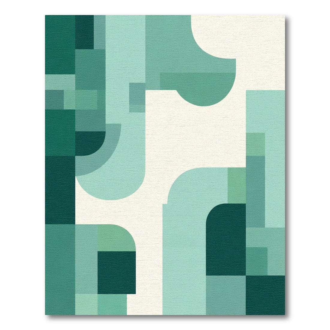 Teal Geometric Rounded Abstract Rug