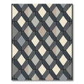 Gray Tan Diamond Geometric Grid Rug