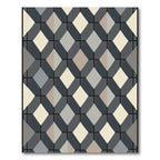 Gray Tan Diamond Geometric Grid Rug