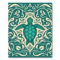 Teal Turtle Ornamental Swirl Rug