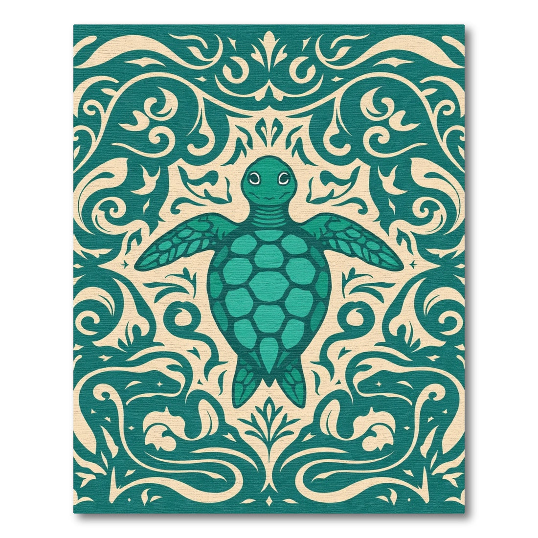 Teal Turtle Ornamental Swirl Rug