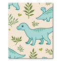 Aqua Dinosaurs Green Foliage Hearts Rug