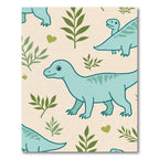 Aqua Dinosaurs Green Foliage Hearts Rug