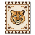 Bold Tiger Face Tribal Border Rug