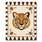 Bold Tiger Face Tribal Border Rug