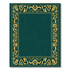Emerald Green Golden Scrollwork Frame Rug