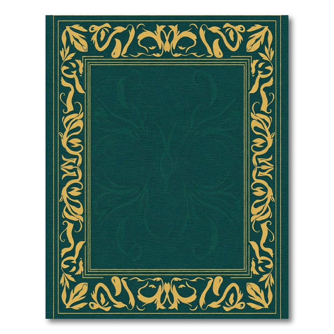 Emerald Green Golden Scrollwork Frame Rug