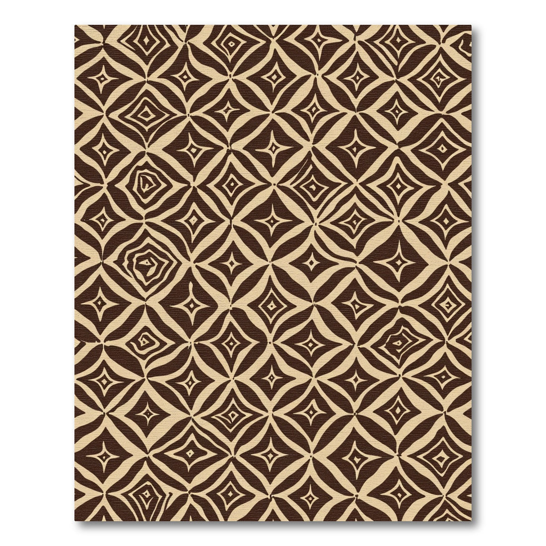 Brown Beige Geometric Diamond Overlay Rug