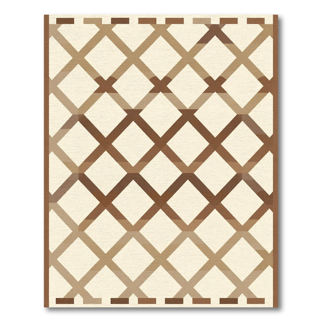 Brown Lattice Geometric Cream Rug
