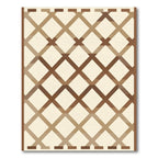 Brown Lattice Geometric Cream Rug