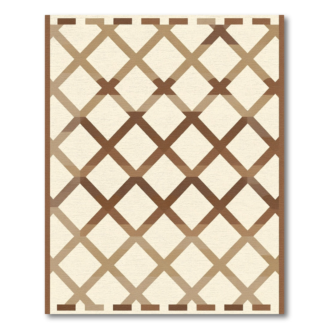 Brown Lattice Geometric Cream Rug