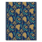 Golden Blue Floral Swirl Rug