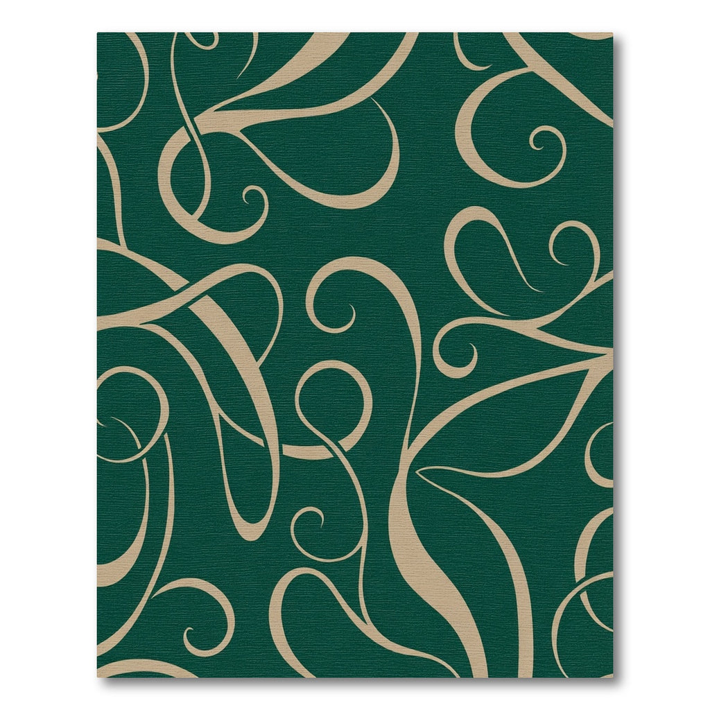 Deep Emerald Swirl Vine Abstract Rug