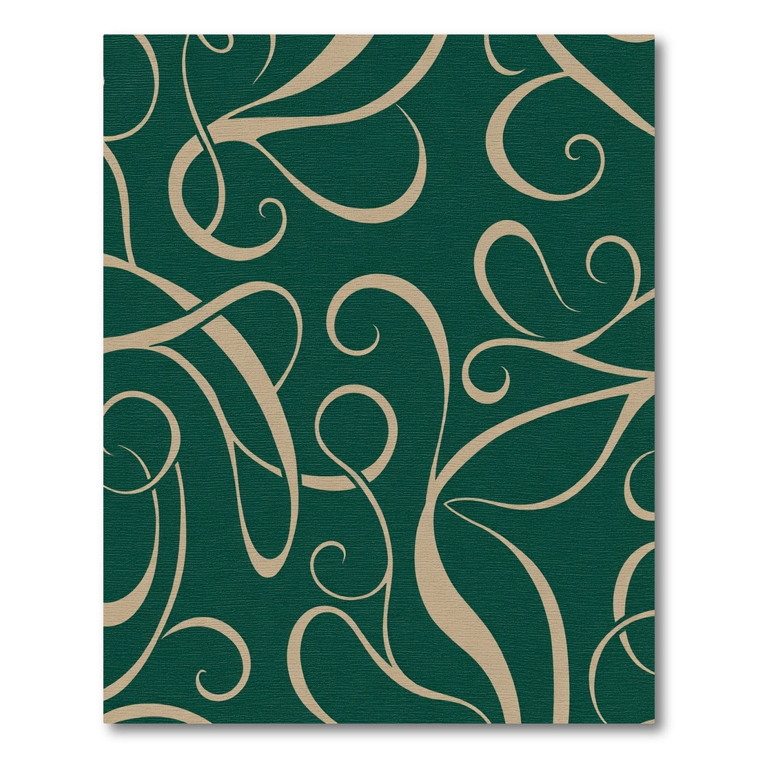 Deep Emerald Swirl Vine Abstract Rug