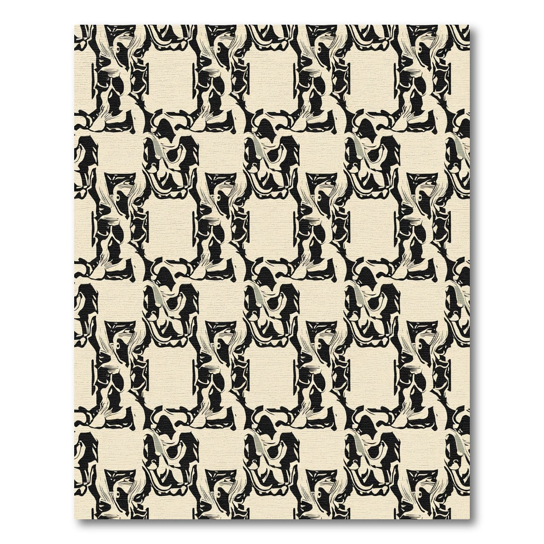 Tapestry Black Cream Abstract Squares Rug