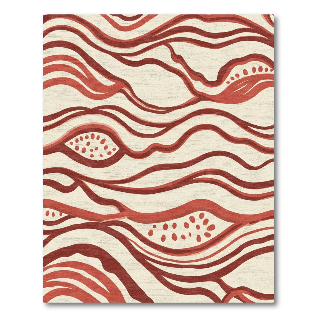 Crimson Abstract Wave Organic Rug