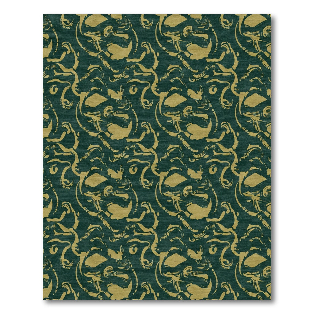 Emerald And Gold Abstract Swirl Rug