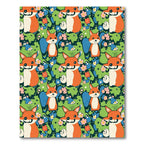 Playful Orange Foxes Floral Meadow Rug