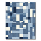 Abstract Blue Rectangles Stripe Harmony Rug