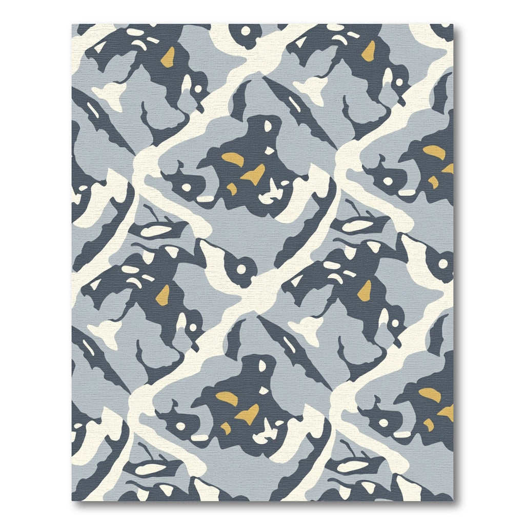 Abstract Organic Shapes Blue Ochre Rug