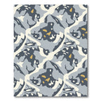 Abstract Organic Shapes Blue Ochre Rug