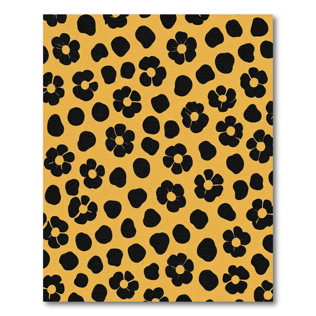 Black Floral Ochre Dot Spot Rug