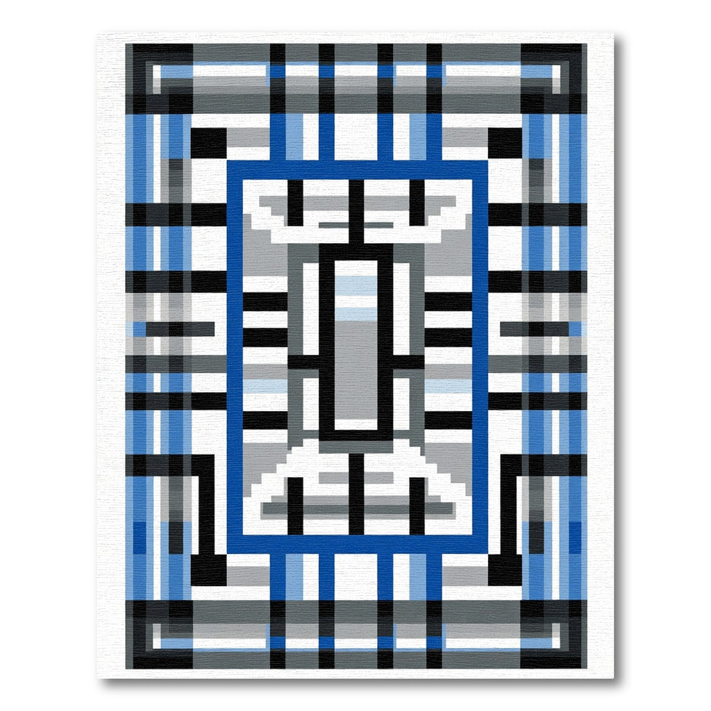 Blue Gray Geometric Window Rug