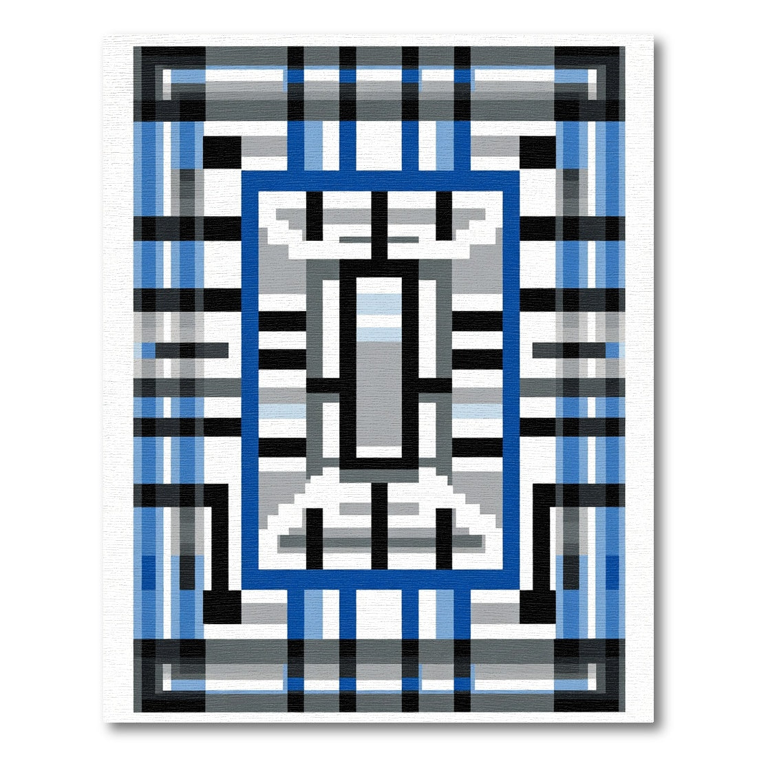 Blue Gray Geometric Window Rug