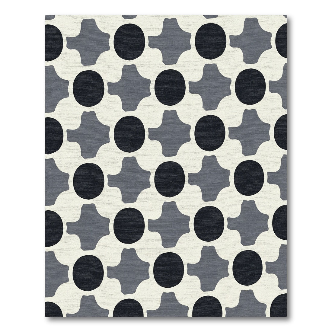 Monochrome Abstract Circles and Crosses Rug