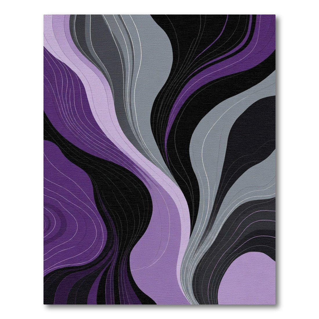 Modern Purple Gray Black Swirls Rug