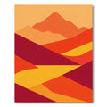 Crimson Mountain Sunset Abstract Landscape Rug