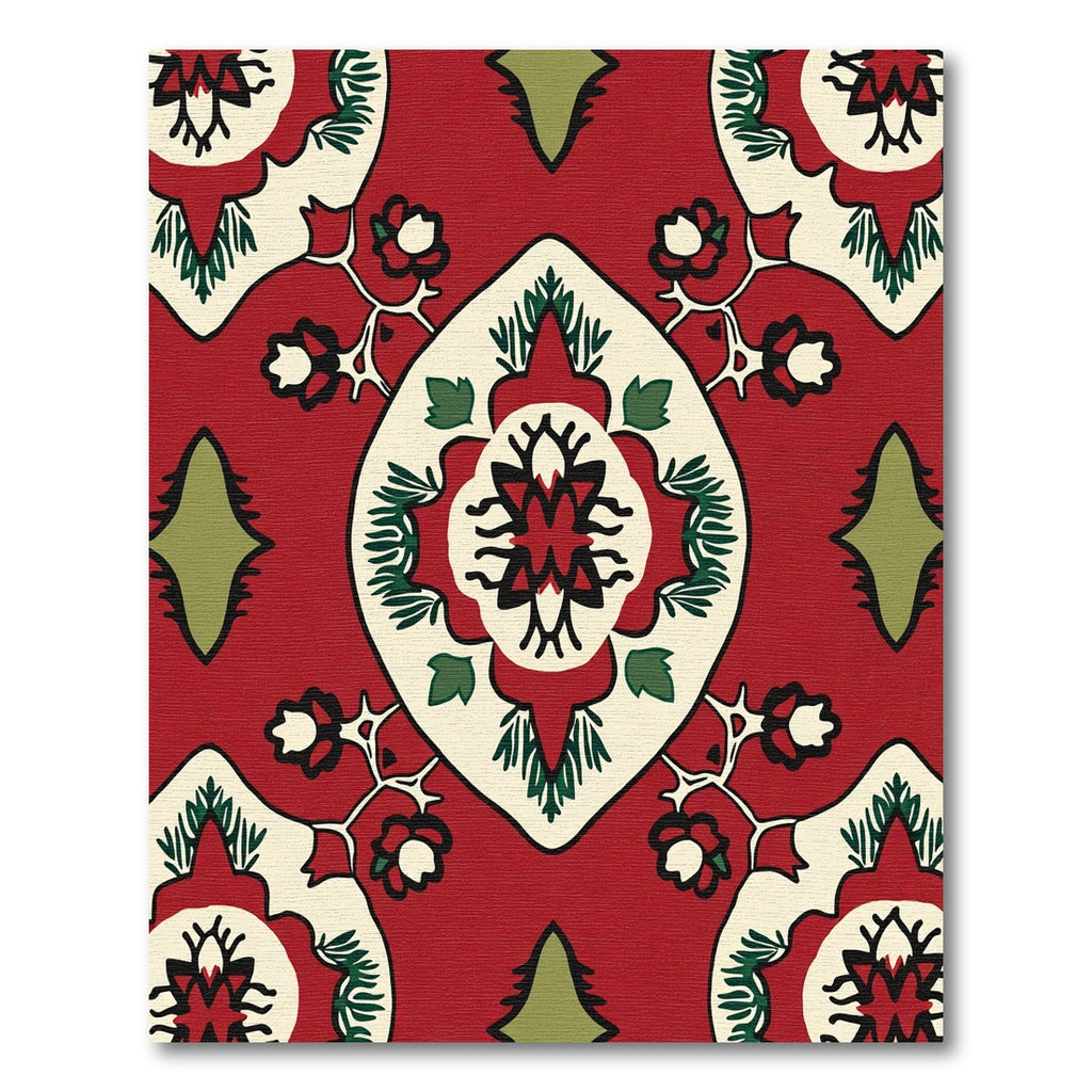 Crimson Red Floral Medallion Rug